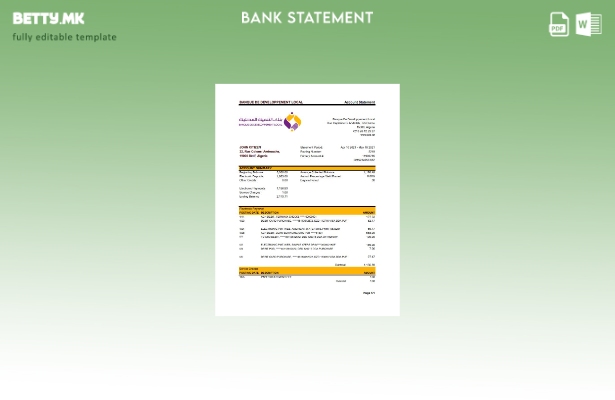 модерен стил Algeria Banque De Developpement Шаблон ексел за извод на локална ба